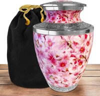 Cherry Blossoms Metal Adult Cremation Urn for Ashes