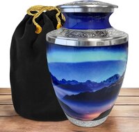 Mountain View Metal Adult Cremation Urn for Ashes Large Size Testi Shaped Funeral Urns Wholesale Supplies