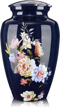 Floral Design Aluminium Adult Cremation Urn for Human Ashes Memorial Urns