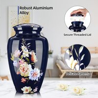 Floral Design Aluminium Adult Cremation Urn for Human Ashes Memorial Urns