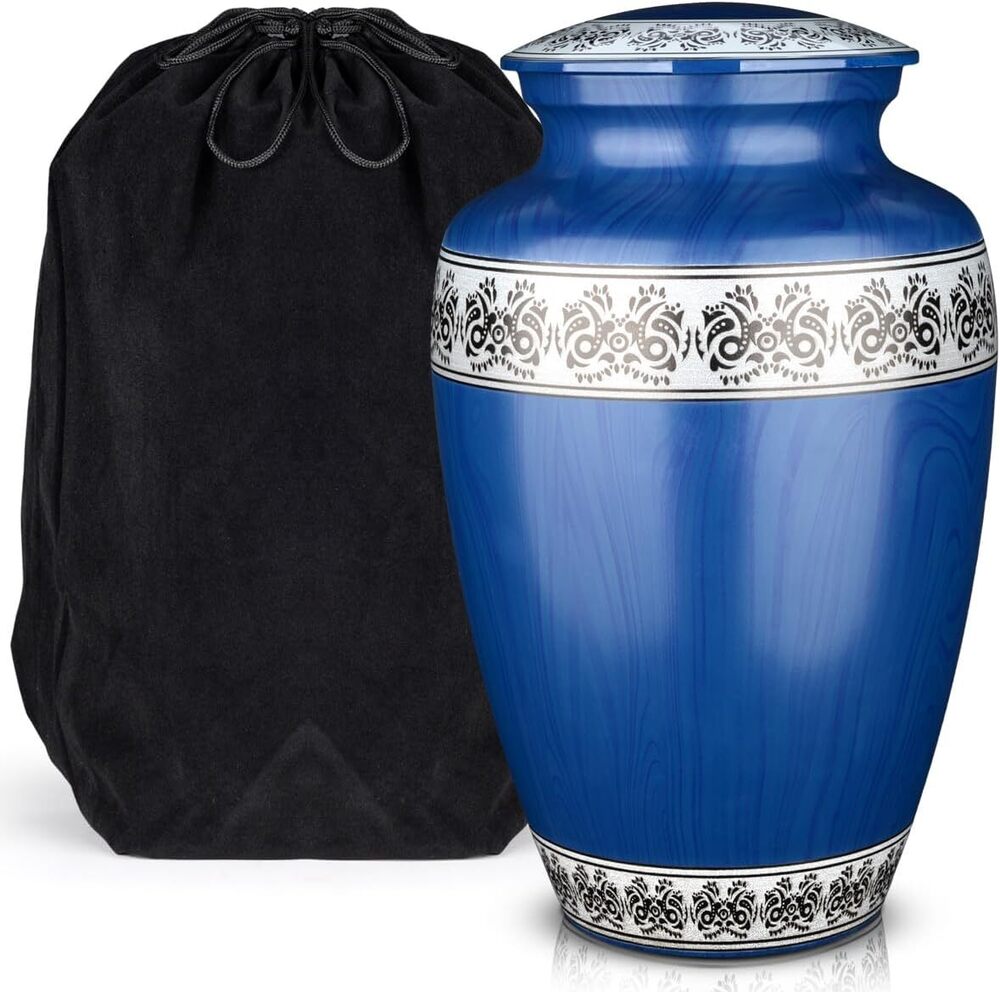 Bordered Design Aluminium Adult Cremation Urn for Human Ashes Memorial Urns