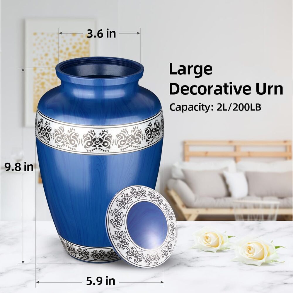 Bordered Design Aluminium Adult Cremation Urn for Human Ashes Memorial Urns