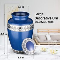 Bordered Design Aluminium Adult Cremation Urn for Human Ashes Memorial Urns