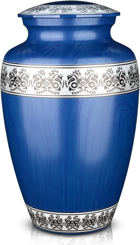 Bordered Design Aluminium Adult Cremation Urn for Human Ashes Memorial Urns