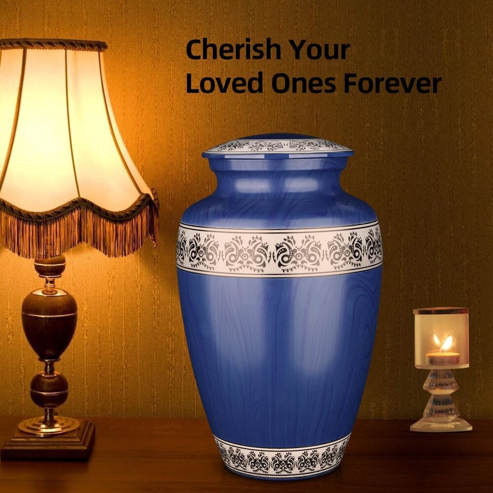 Bordered Design Aluminium Adult Cremation Urn for Human Ashes Memorial Urns