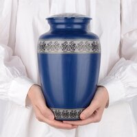 Bordered Design Aluminium Adult Cremation Urn for Human Ashes Memorial Urns