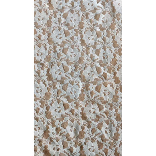 White Nylon Lycra Lace Fabric - Attributes: Washable