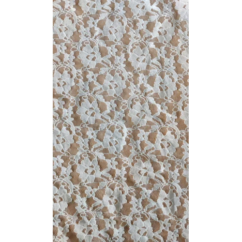 White Nylon Lycra Lace Net Fabric - Attributes: Washable