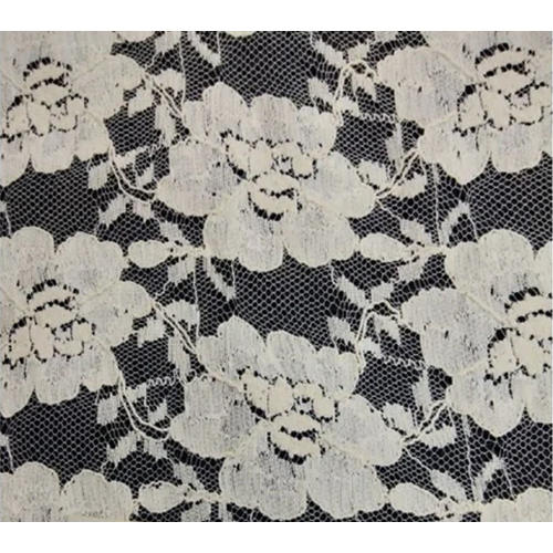 Cotton Floral Lace Net Fabric - Attributes: Washable