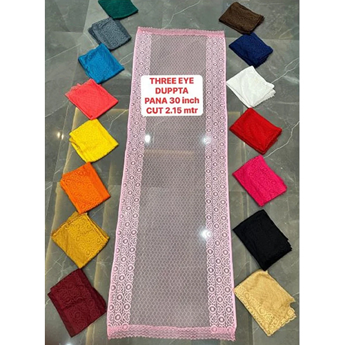 Embroidery Net Dupatta Fabric - Color: Pink