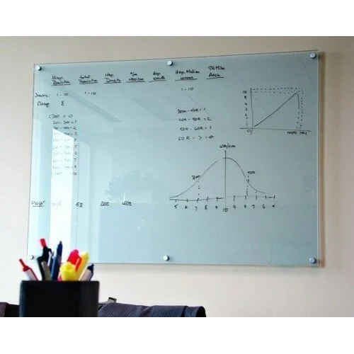 Glass Writing Board - Durable Aluminium | Modern Rectangular Design, White Finish, Ideal for Education and Professional Use
