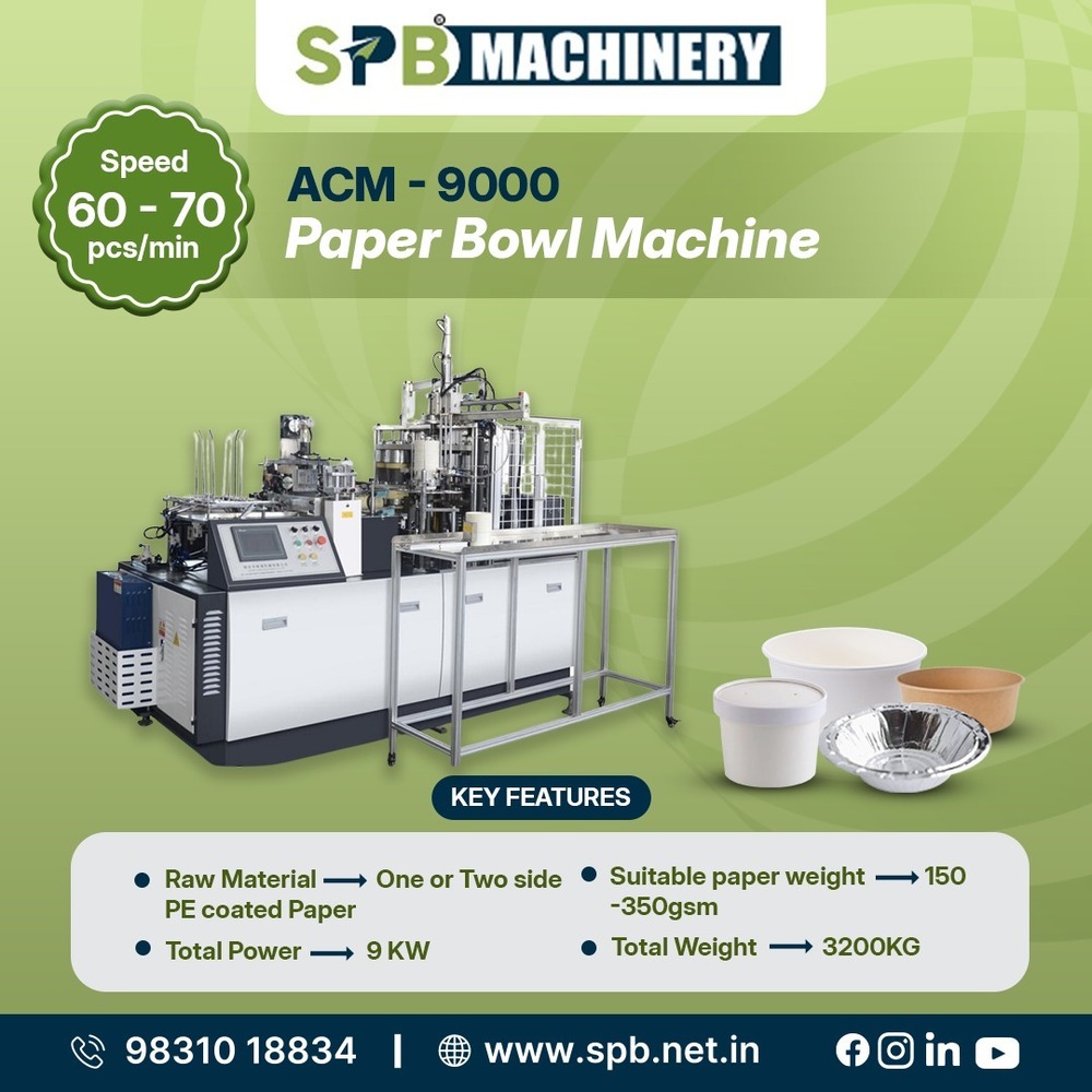 Paper Bowl Machine - 9000(big) - Capacity: 60-80 Pcs/min