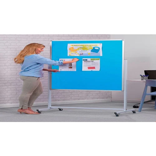 36X24 Inch Notice Board With Movable Stand - Color: Blue