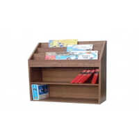 Wooden Magazine Stand - 3 Feet Tall, Brown Polished Finish | Durable One-piece Design For Office Use