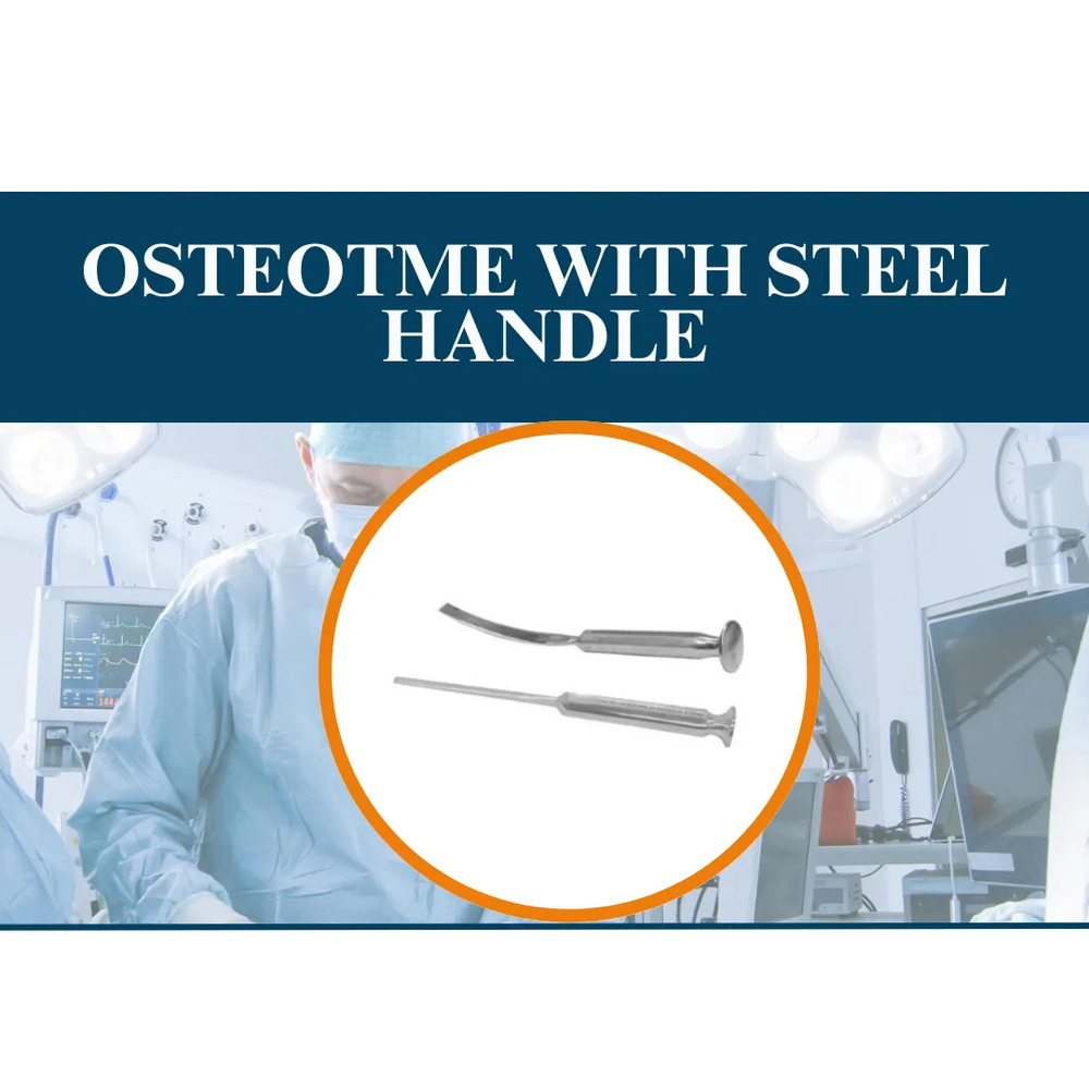 Osteotome with Steel Handle - Stainless Steel, 15-20 cm | Sharp Straight Blade, Ergonomic Grip, CE Marked, Reusable