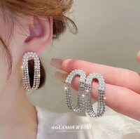 Cherrybox Earring For Girls - Pearl & Stone Decoration, Standard Size | White & Silver Color, Korean Style Minimalist Design For Office, Casual, Or Party Wear