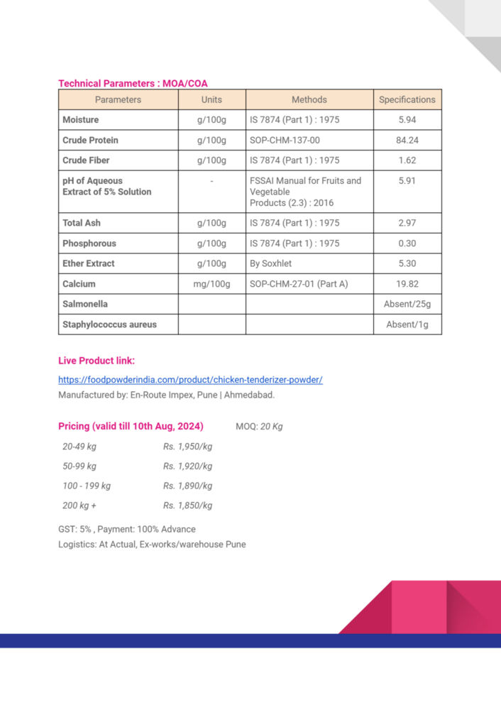 Dry Chicken Breast powder for Export