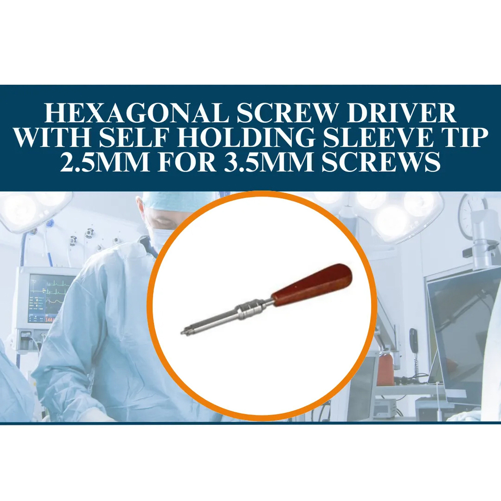 Hexagonal Screw Driver with Self Holding Sleeve Tip 2.5mm for 3.5mm Screws - Metal and Wood Portable Manual Tool