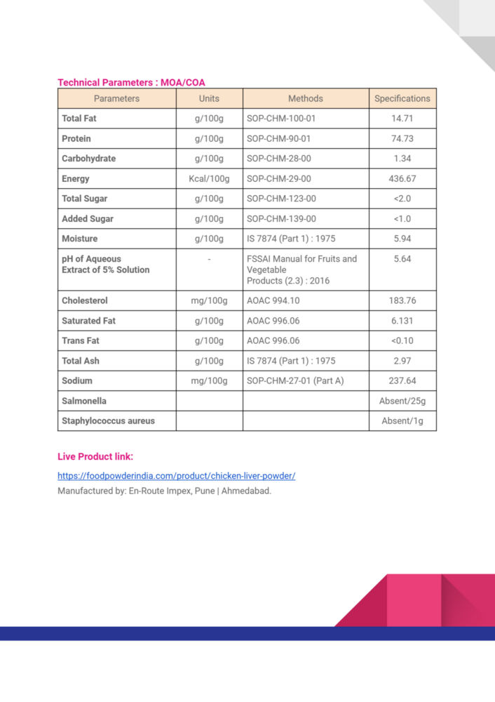 Dehydrated Chicken Liver powder for Export