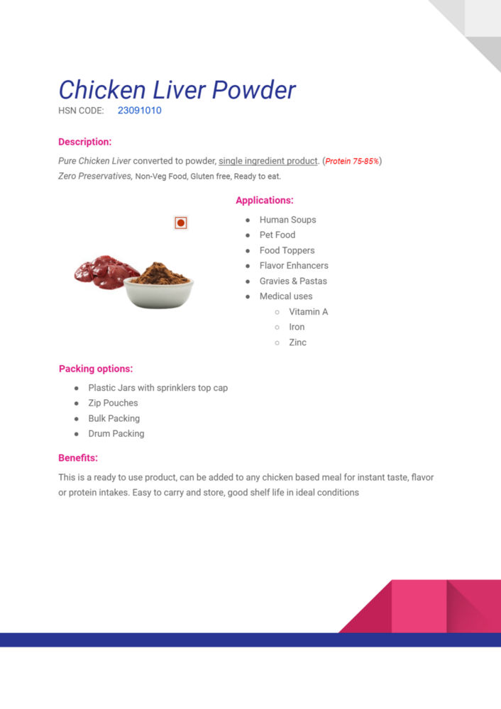 Dry Chicken Liver powder for Export