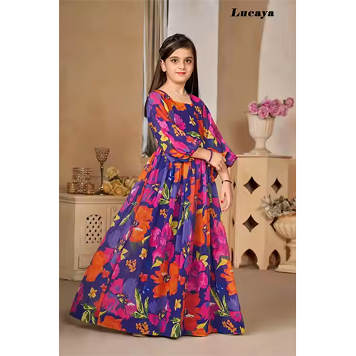 Kids Wear Gown Set Heavy Faux Georgette Inner