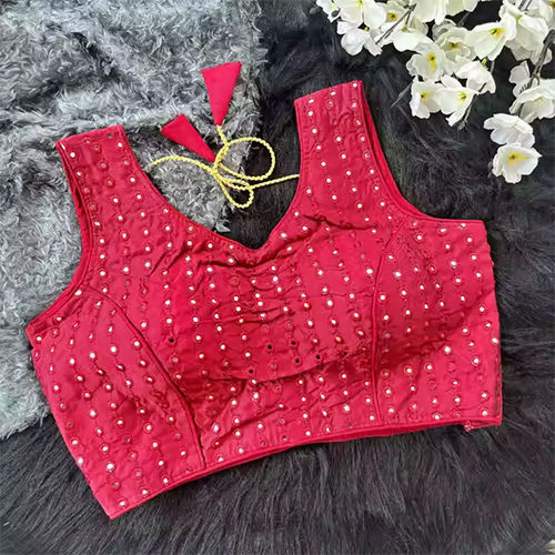 Daily Wear New Mirror Hand Worked Blouse For Women - Color: Pink