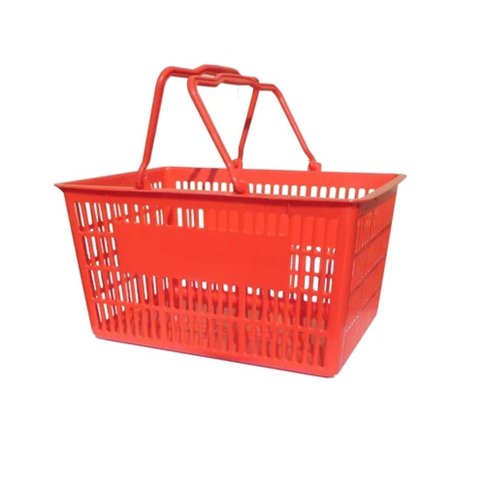 Rectangular Plastic Strong Handle Basket - Plastic, 400x300x210mm, Red | Strong Handle, 10kg Capacity, Ideal For Storing Fruits And Vegetables