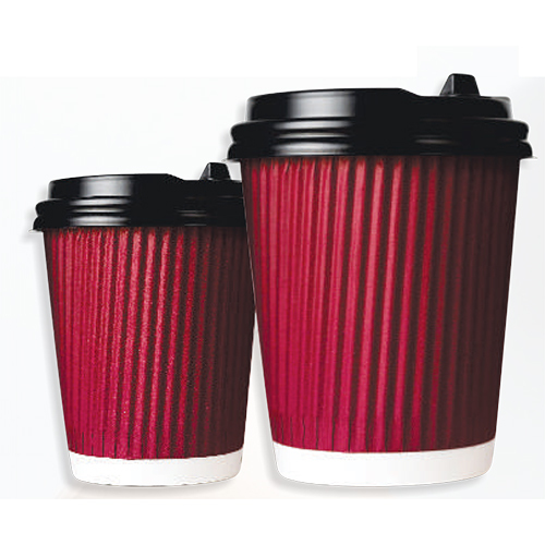 10 Oz Ripple Wall Paper Cup (Pe) - Color: Red & Black