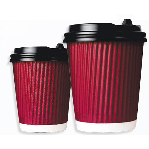 12 Oz Ripple Wall Paper Cup (Pe) - Color: Red & Black