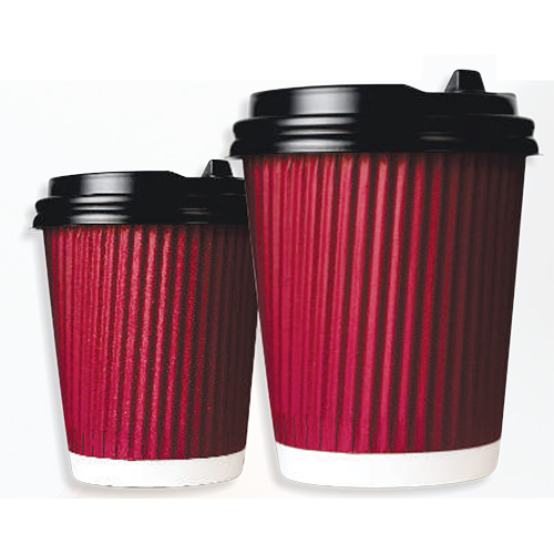 16 Oz Ripple Wall Paper Cup (Pe) - Color: Red & Black