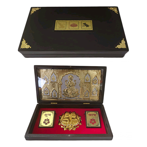Mata Lakshmi Gift Box - Wood Material, Lightweight Design, Elegant Polished Finish | Intricate Engraving, Perfect for Jewelry Storage, Available in Vivid Colors