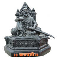 9 Inch Black Chhatrapati Shivaji Maharaj Statue - Material: Marble