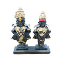 3 Inch Black Vitthal Rukmini Statue - Marble, Eco-Friendly Design, Intricate Polished Finish, Lightweight for Easy Display