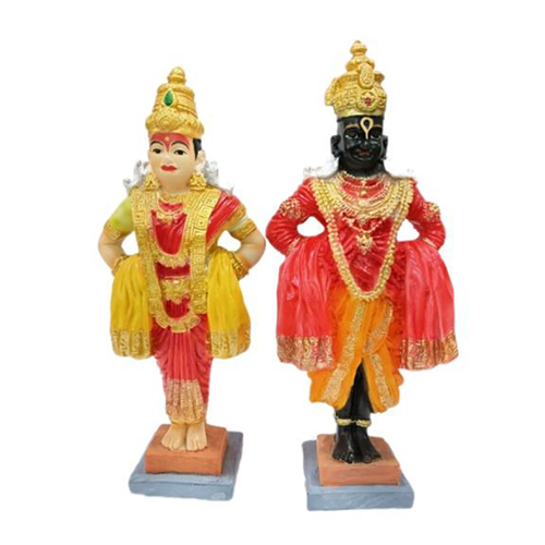 9 Inch Multicolor Vitthal Rukmini Statue