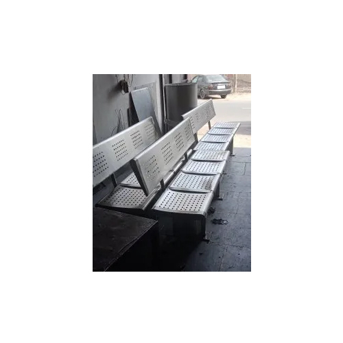 Stainless Steel Railway Bench 4 Seater - Color: Silver