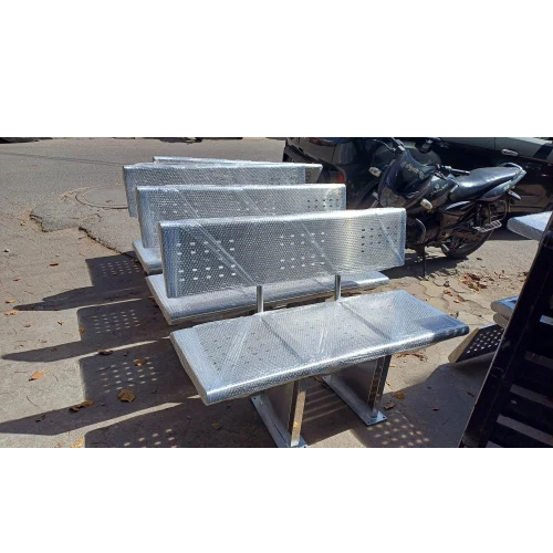 Indian Railway Stainless Steel 4 Seater Bench - Color: Silver