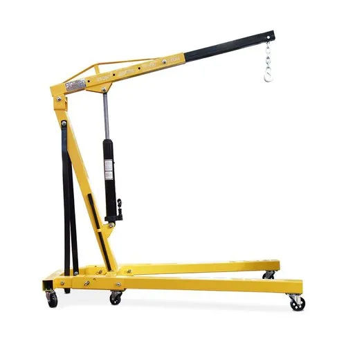 U Model Hydraulic Floor Crane - Color: Yellow