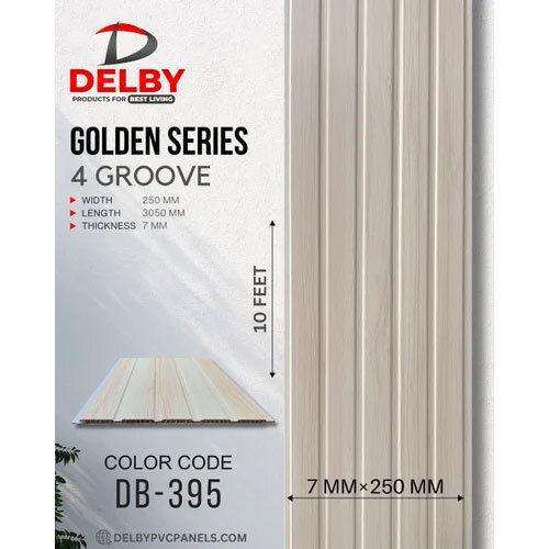 4 Groove Golden Pvc Wall Panel, For Residential, 10 Inch X 10 Feet - External Wall Materials: Plastic Cladding / Vinyl Cladding