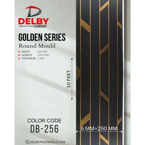 Delby Pvc Wall Panel - Golden Round Mould Series (3050mm x 250mm x 5mm)