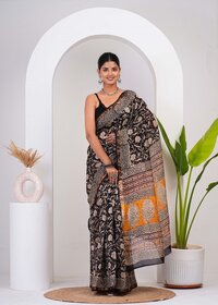 Handblock Printed Chanderi Silk Saree