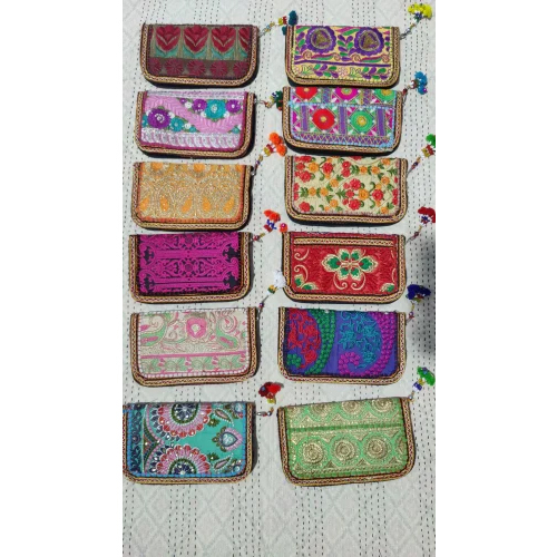 Rajasthani Hand Pouch Purse - Cotton Material, 10*7 Inch Size | Moisture Proof, Recyclable, Customizable Printed Design, Shoulder Length Handle