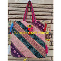 Banjara Tote Bag - Cotton Fabric, 19 X 14 Inches , Customizable Patchwork Design, Moisture-proof & Recyclable Features For Everyday Use