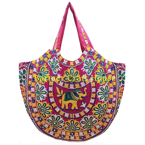 Rajasthani Ethnic Elephant Style Tote Bag - 100% Cotton, 30 x 30 x 5 cm , Customizable Design in Any Color, Eco-Friendly & Reusable