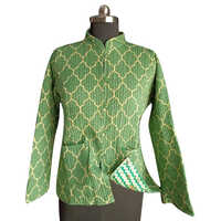 Ladies Cotton Quilted Reversible Jacket - Color: Green