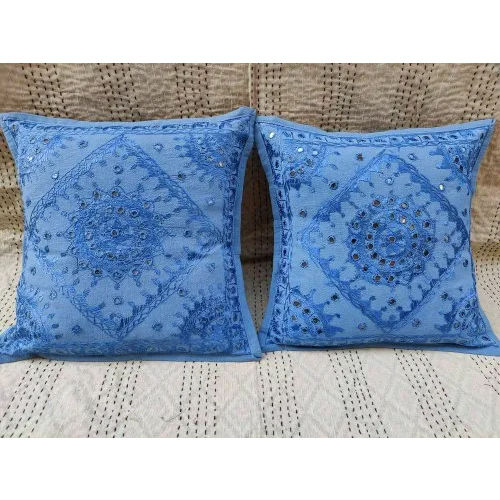 Embroidery Mirror Work Cushion Cover - Color: Multicolor