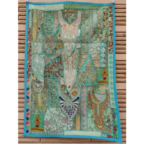 Vintage Heavy Bedded Work Patchwork Wall Hanging - Color: Multicolor