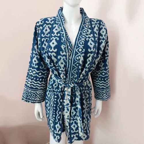 Indigo Kantha Kimono Robe - Color: Multicolor