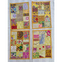 Patchwork Embroidery Table Placemat Dining Table Mate - Cotton, 12x18 Inches | Multicolor, Intricate Embroidered Patterns For Home Decor