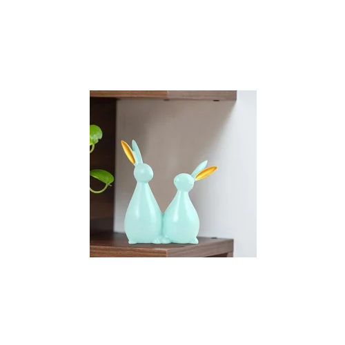 Polyresin Cute Rabbit Pair Statue - Feature: Durable