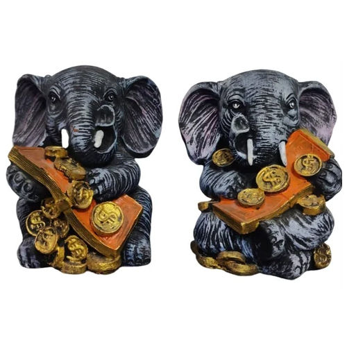 Polyresin Elephant Figurine Statue - Color: Grey